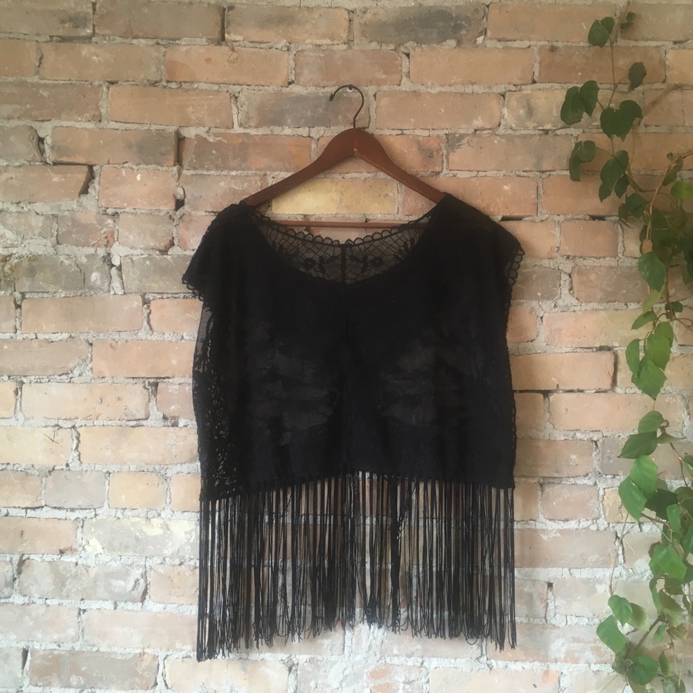 Black Fringe Top